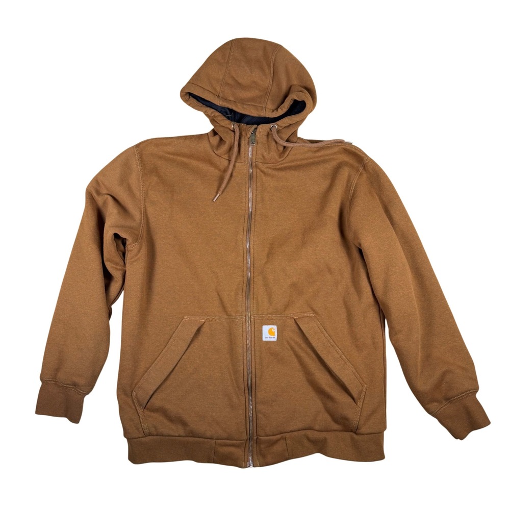 Carhartt Mens Loose Fit Full Zip Thermal Lined Hoodie Brown 104078 B00 Medium